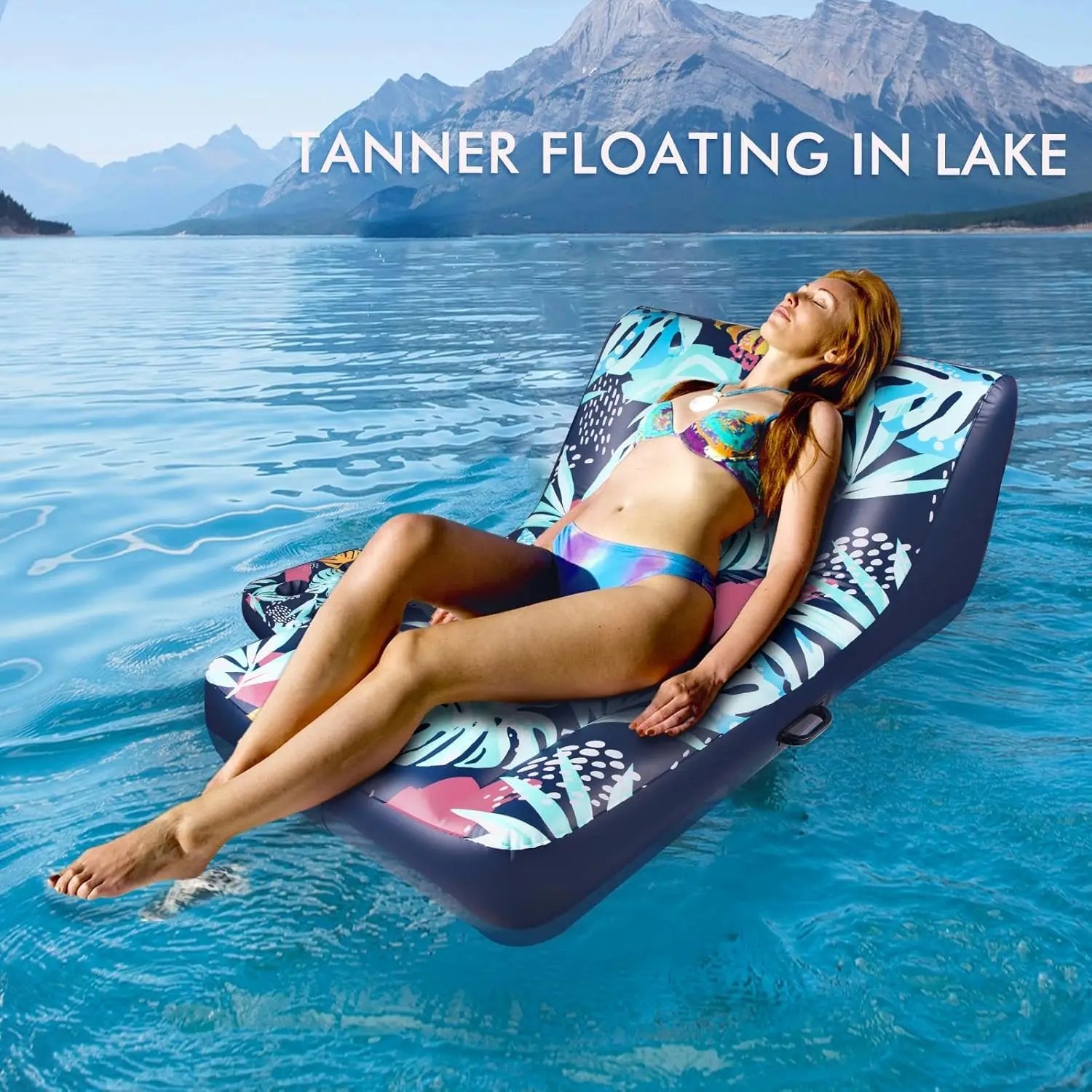 Pool Float Lounger, Inflatable Floating Chair with Cupholder Caddy, Heavy Duty Floaties Toys Adult Size for Pool, River