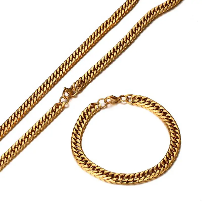thick curb chain for men 14k big gold stainless steel cuban link chain necklace