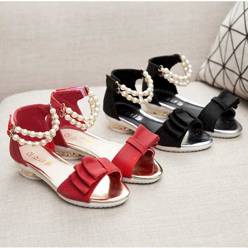 2020 летние милые сандалии для девочек большие детские замшевые сандалии с белым жемчугом обувь принцессы