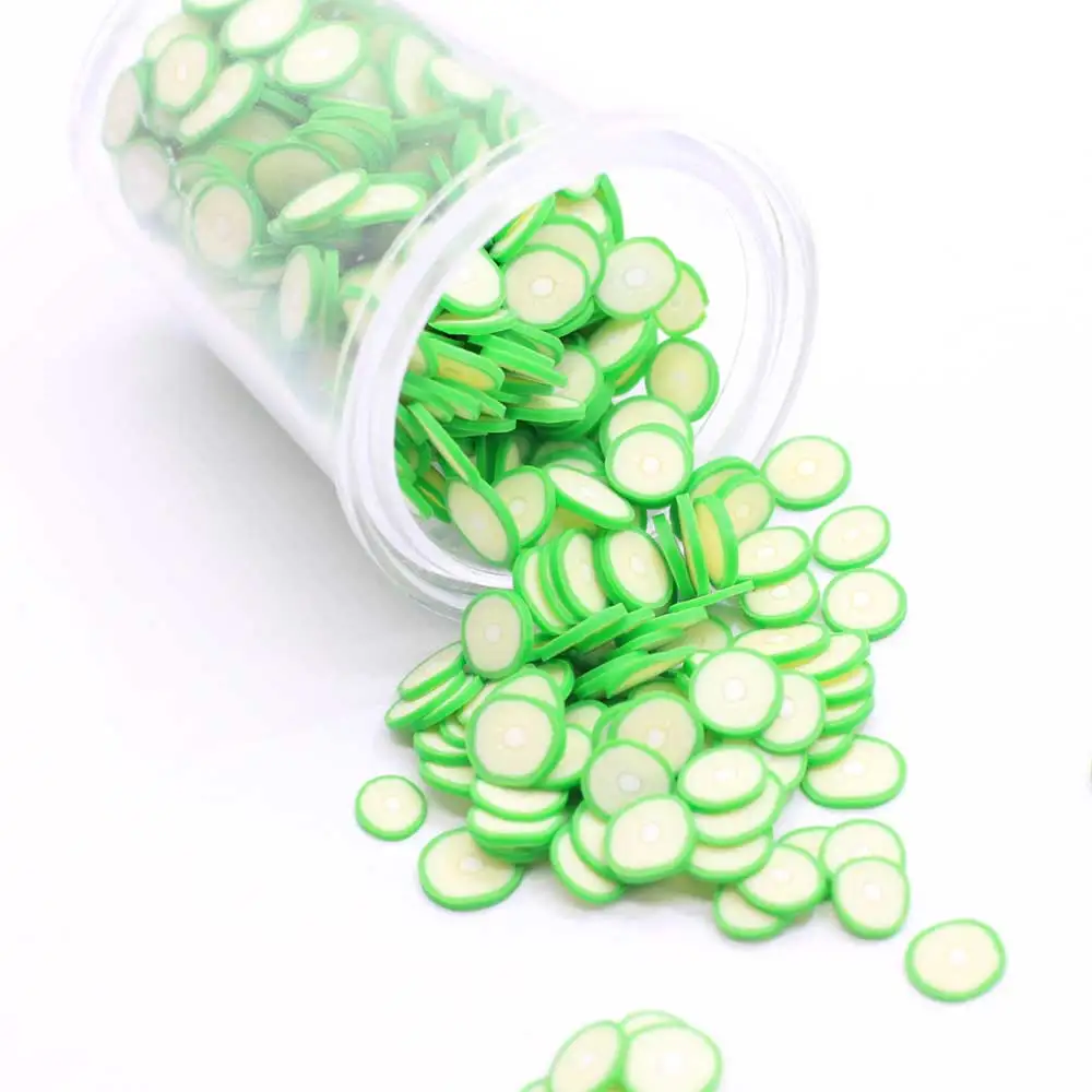 Cute Design Mini Green Round Slices 500g/Lot Cucumber Vegetable Style Simulation Food Clay Crafts DIY Sticker Charms