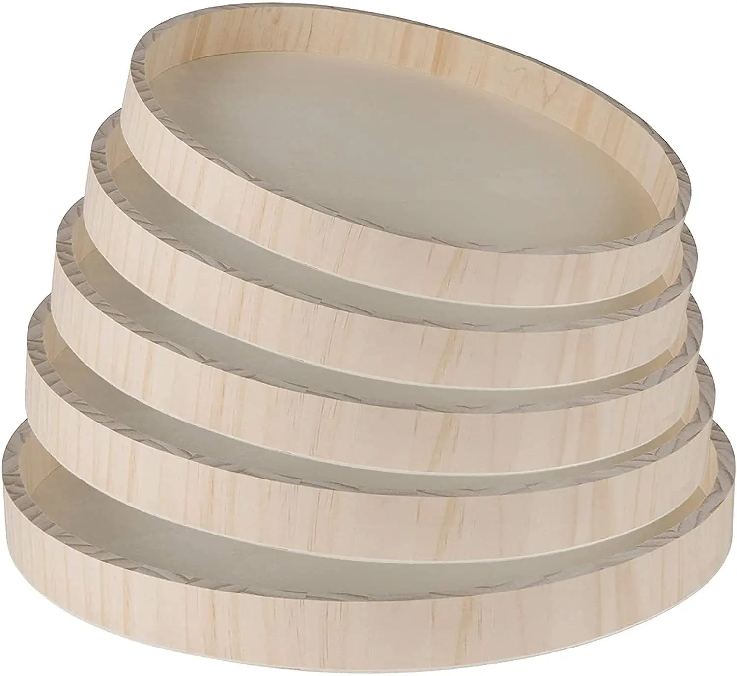 Набор из пяти деревянных подносов круглой формы для рукоделия круглые кухонные подносы подачи пирожных