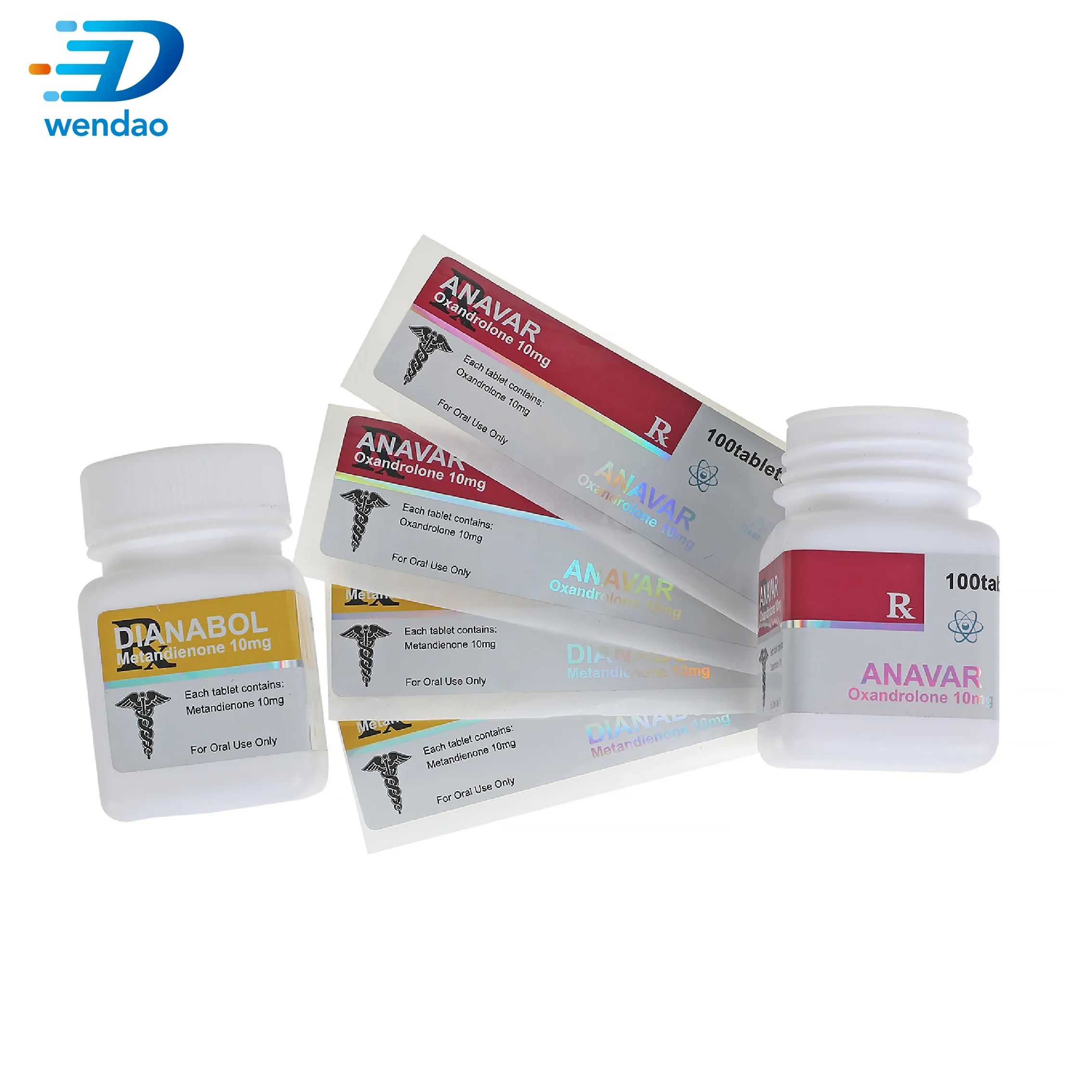 dragon pharma lab brand custom printed hologram pill bottle custom label