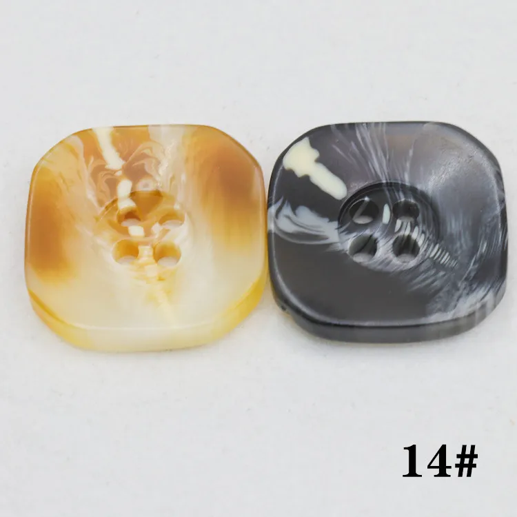 Button manufacturer custom wholesale 4-hole flat back imitation horns blazer plastic resin buttons