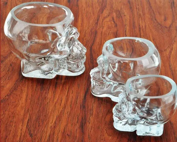 12 OZ Skull Shape Glass Cup Skull Shape Whisky Bottles Creative Gifts Beer Tumbler 3 Size Skull Wine Bottles Whisky Bottles