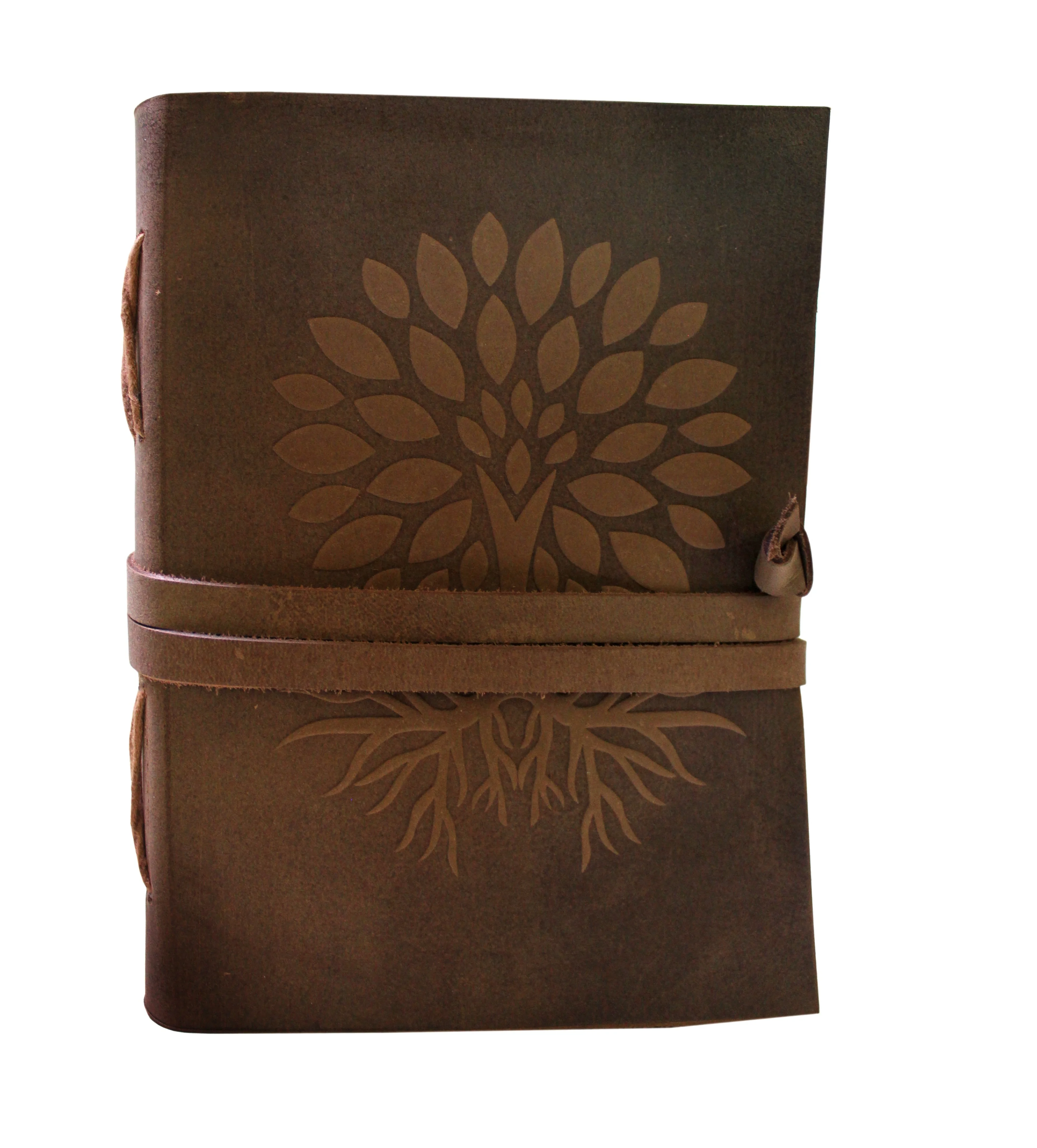 Высококачественная классическая текстура с принтом дерева с застежкой-полосой и боковой строчкой кожаные дневники ручной работы