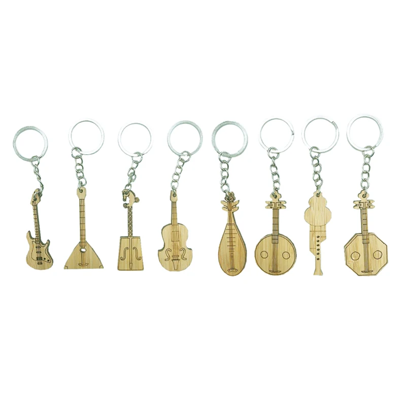 laser logo customized carved Bamboo wooden key chain Bamboo wooden keyring