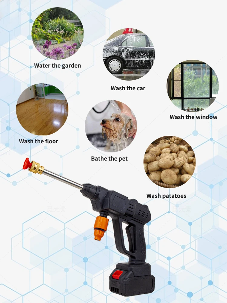 Mobile Handheld Cordless Car Wash Machine Rechargeable Battery Powered Washer with Foam Generator Car Wash Gun