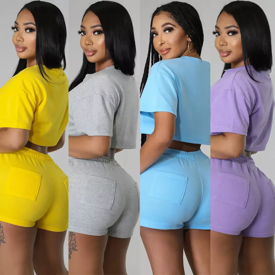 In 2023 the latest ladies multi-colored cotton two-piece casual fashion suit is a hot seller in spring and summer