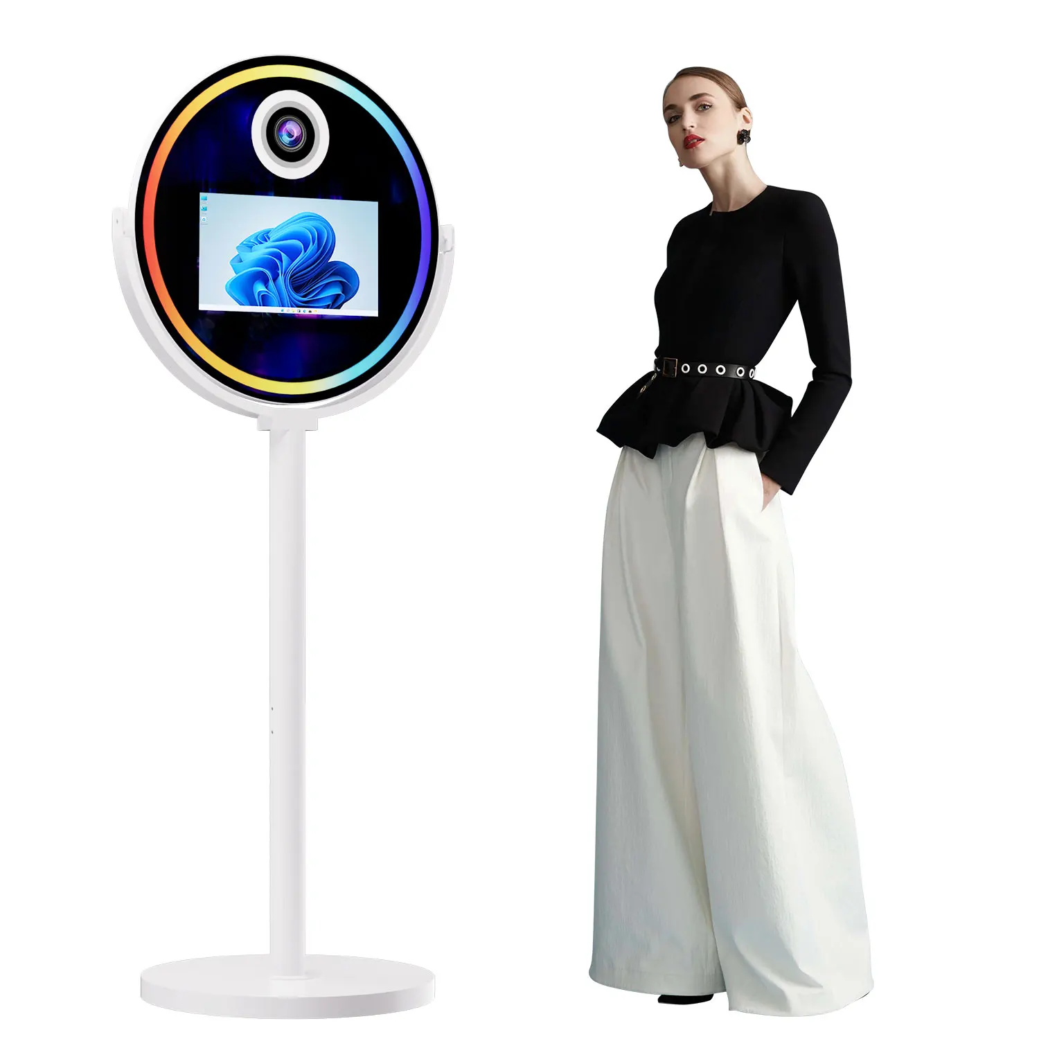 Candid Circle Magic Mirror Photo Booth 15.6 Inch Touch Screen With Selfie Photo Booth For Beauty Shop