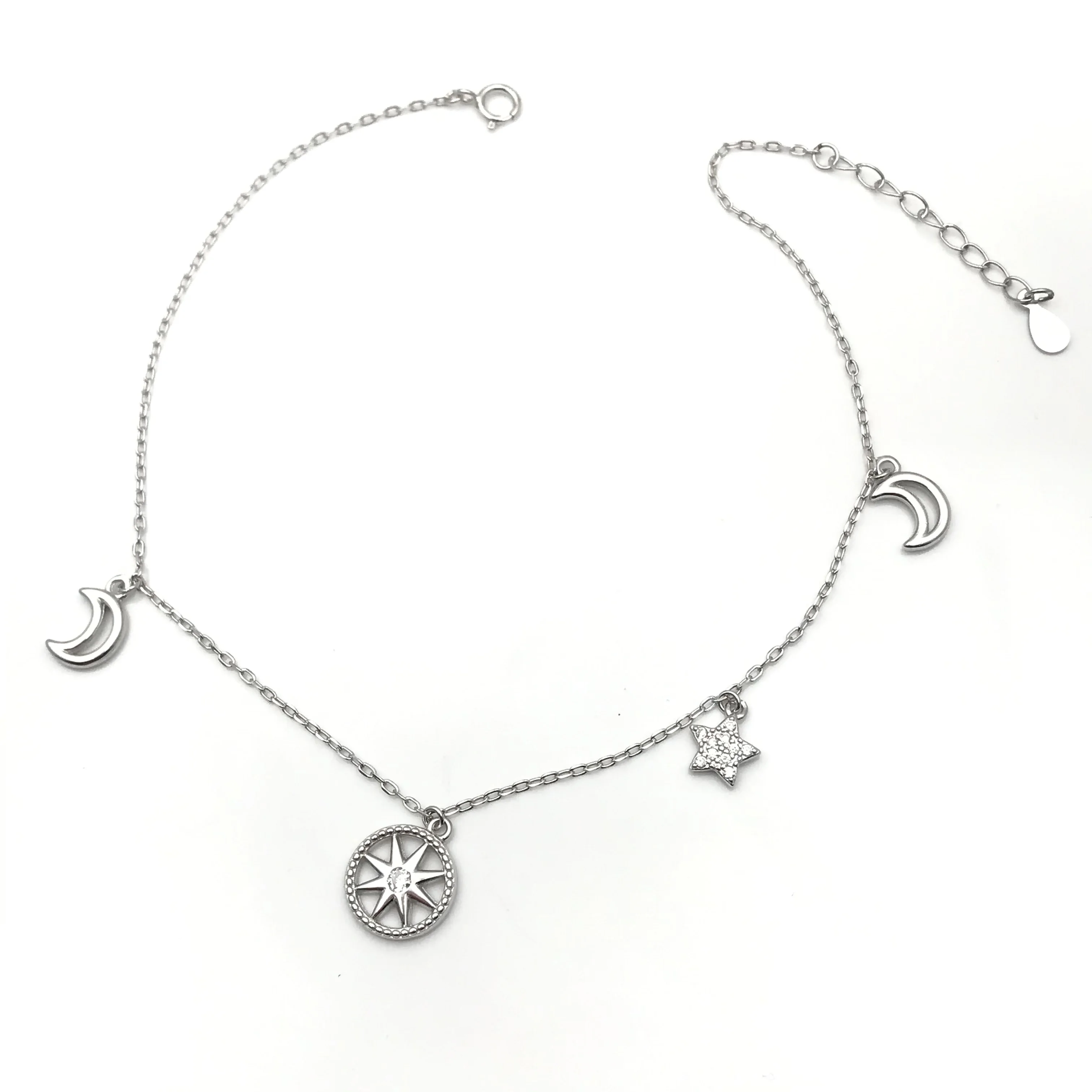 2024 New Arrival 925 Sterling Silver Anklets for Women Rhodium Plated with Zircon Stone Fashionable Jewelry for Gifts for egypt