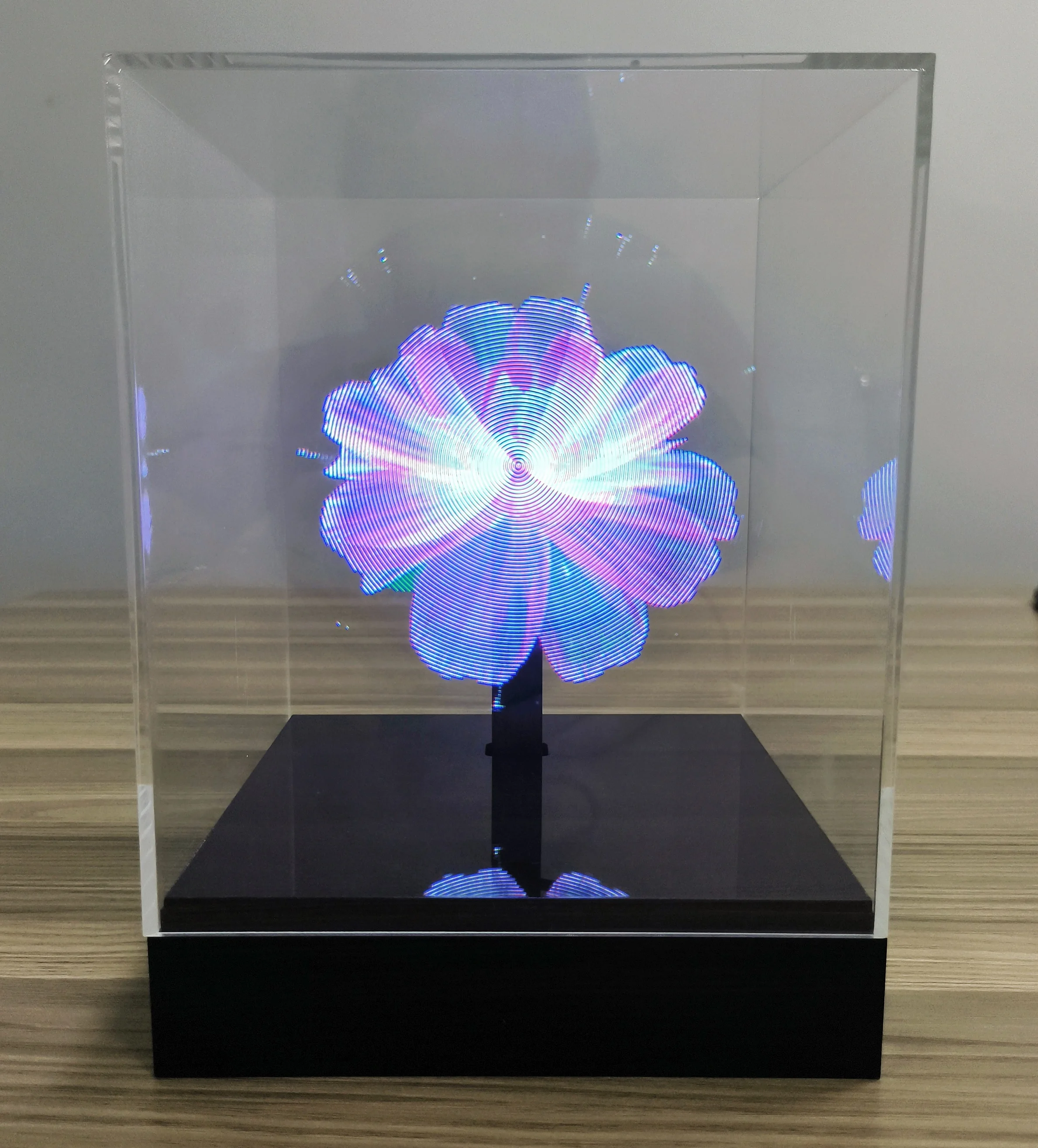 Tabletop Mobile App control 14cm 3D Hologram 128pcs high brightness LED 3D Hologram Fan Advertising Display Projector