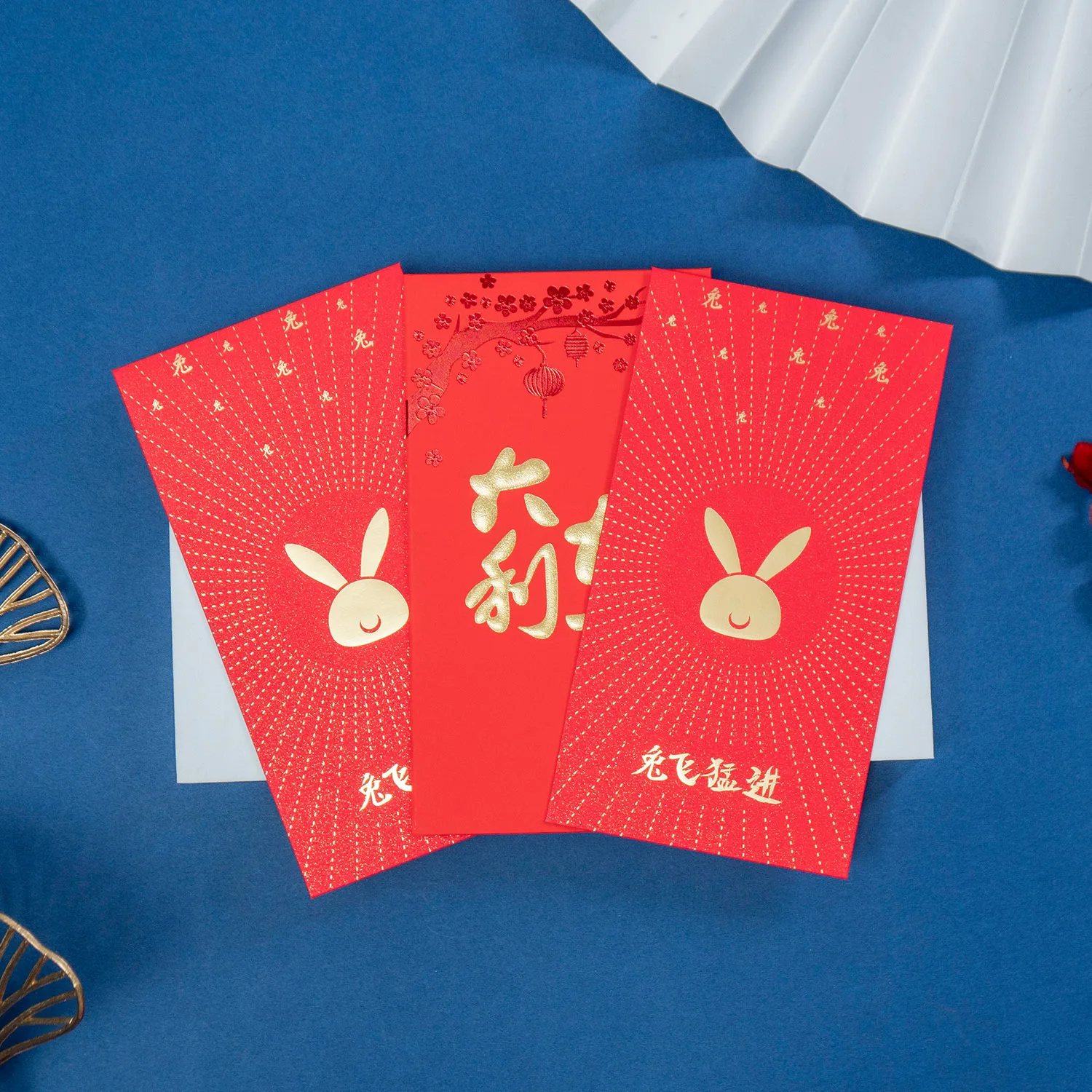 Custom Red Paper Envelopes 2023 Cute Rabbit Design Best Wish New Year Lucky Money Red Pocket Envelop