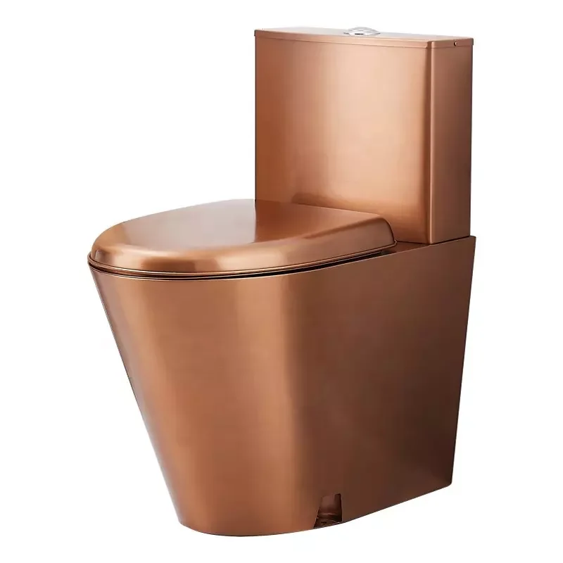 s trap/p Trap Stainless Steel Rose Gold Toilet Bowl Floor Mounted One Pieces Wc Toilet Set