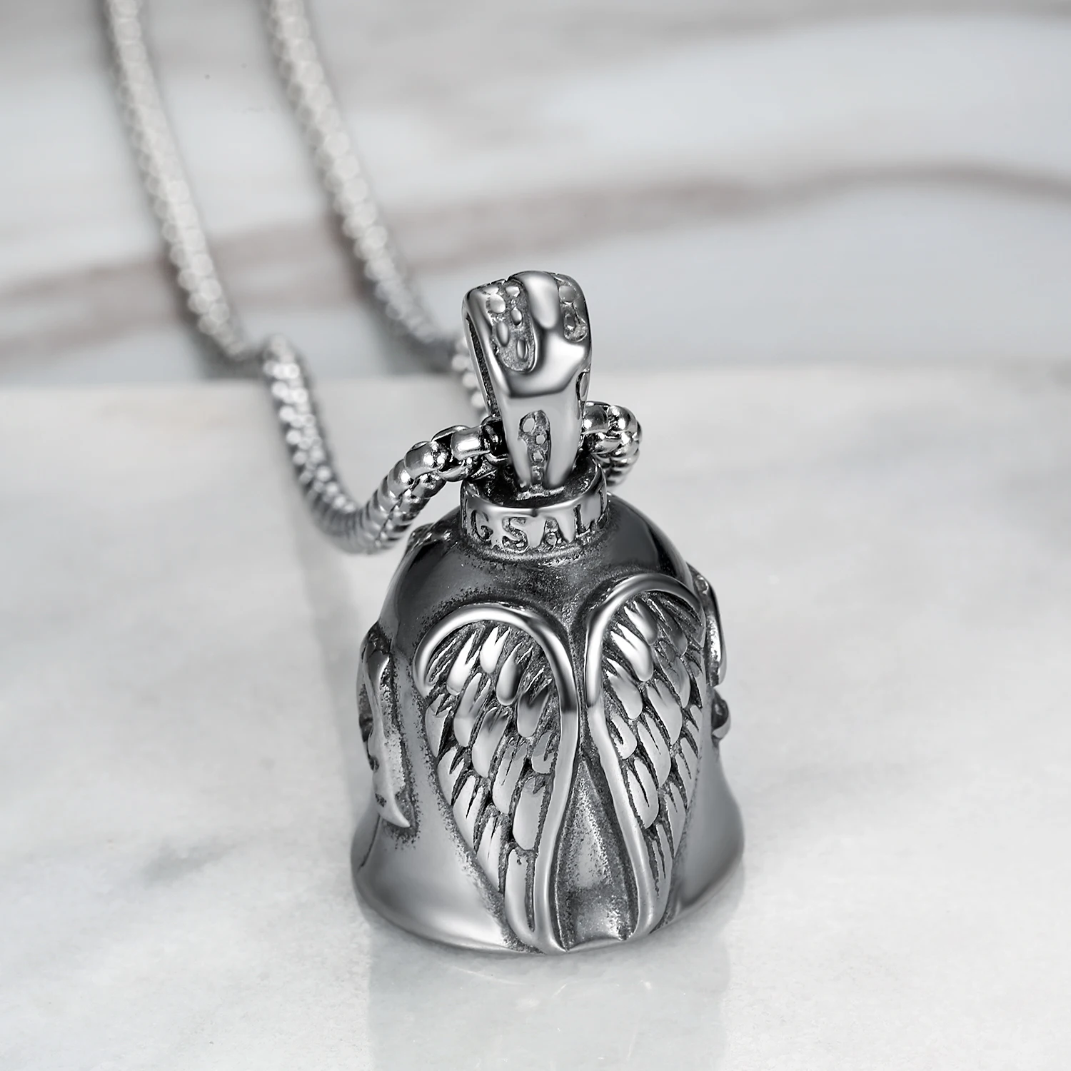 New Arrival Custom USA Angel Wing Motorcycle Lucky Biker Bell Key Ring Chain Pendants Necklaces