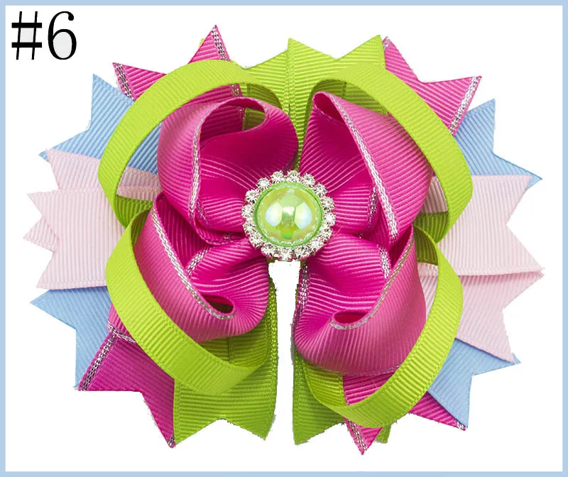 Hot Girls 4.5 Inch Sliver Edge Ribbon fashion  pearl center Bow Children Beautiful Hair Accessories Hair Bow With Clip For Kids