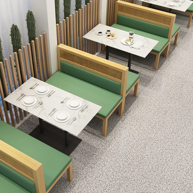 Luxury sushi shop furniture supplier green color booth seating fast food restaurant