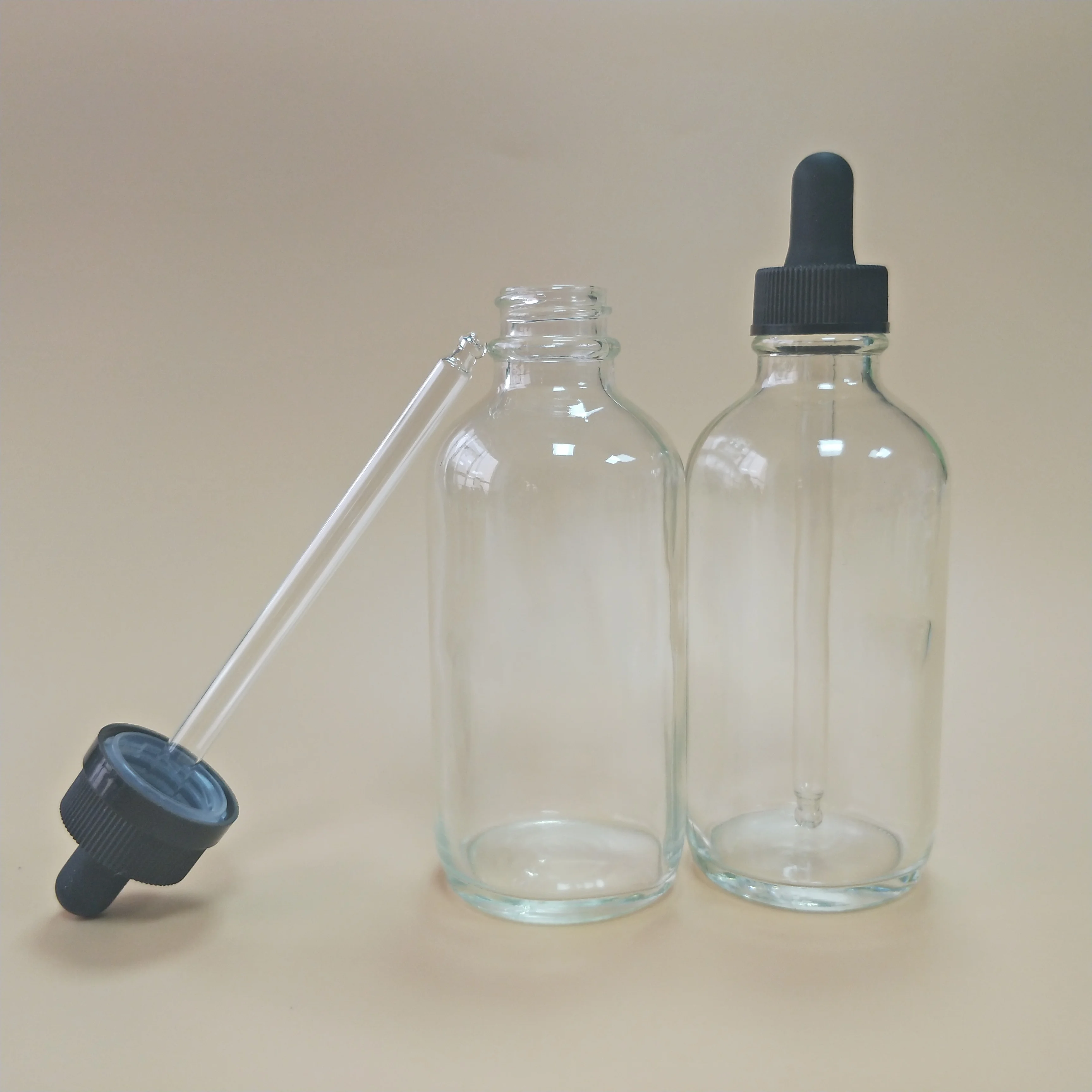 120 мл высококачественная прозрачная стеклянная бутылка с пипеткой 4 унции прозрачные стеклянные бутылки с винтовой крышкой бостонские круглые стеклянные бутылки с пипеткой 4 унции