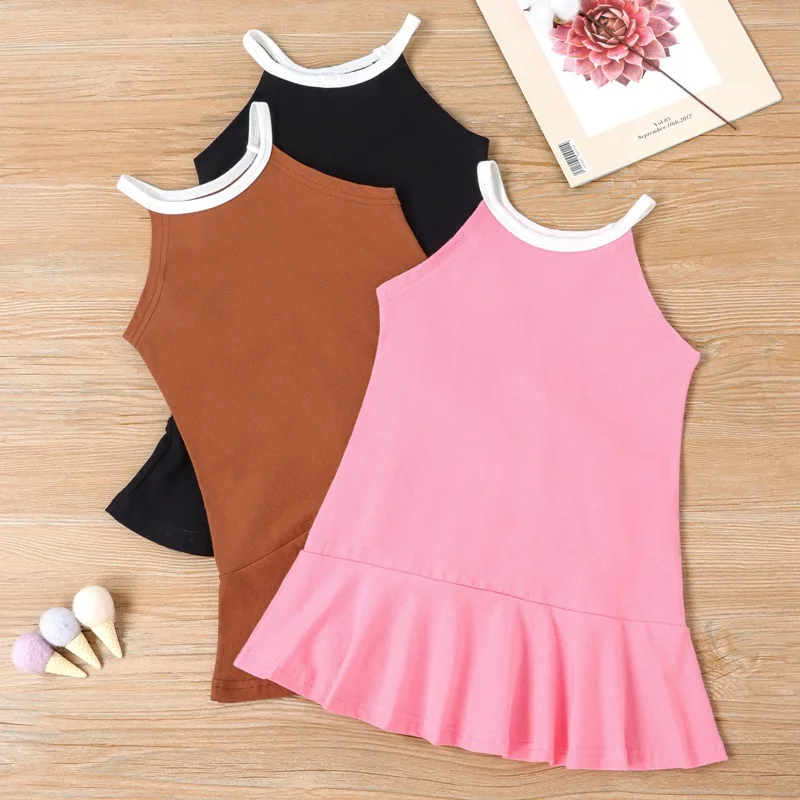 Повседневные платья без рукавов контрастных цветов для маленьких