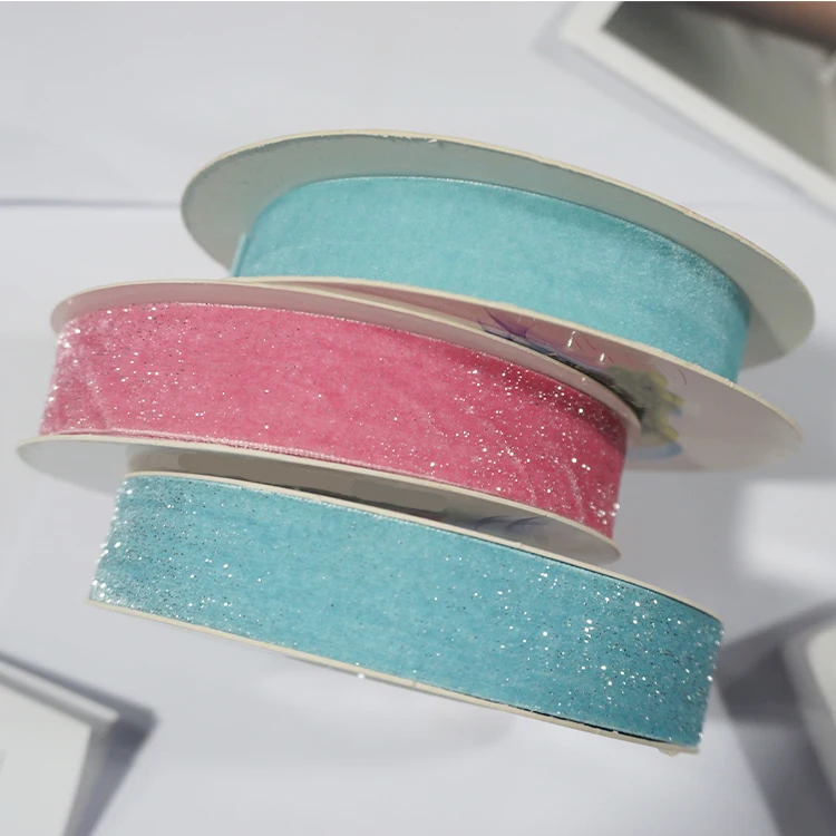 Customized Polyester Velvet Ribbon Gift Packing Box Wholesale 3-9MM 32 Colors Velvet Ribbon