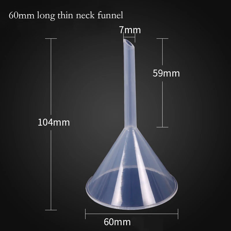Wholesale 3cm-15cm plastic transparent triangle funnel separatory funnel oil funnel