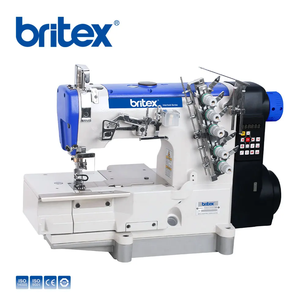 Cheap Britex BR-2500D-01CB direct drive 5 thread interlock sewing machine underwear flatbed interlock industrial sewing machine