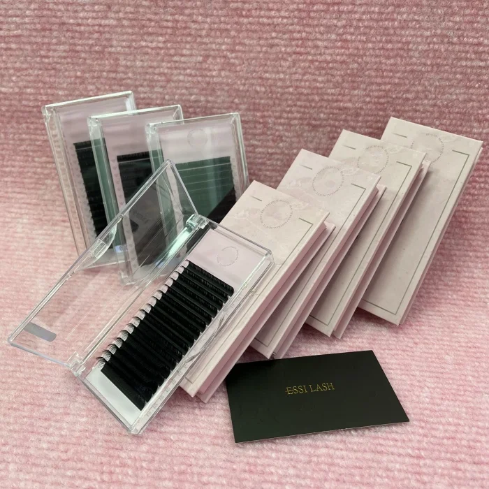 matte dark black silk mink cashmere eyelashes extensions wholesale lash trays supplies Korea pbt fiber