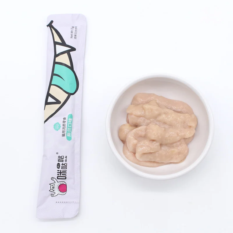 Manufacturer Wholesale scallop flavor Natural liquid cat food 15g cat creamy treat cat treat wet food factory wholesale OEM
