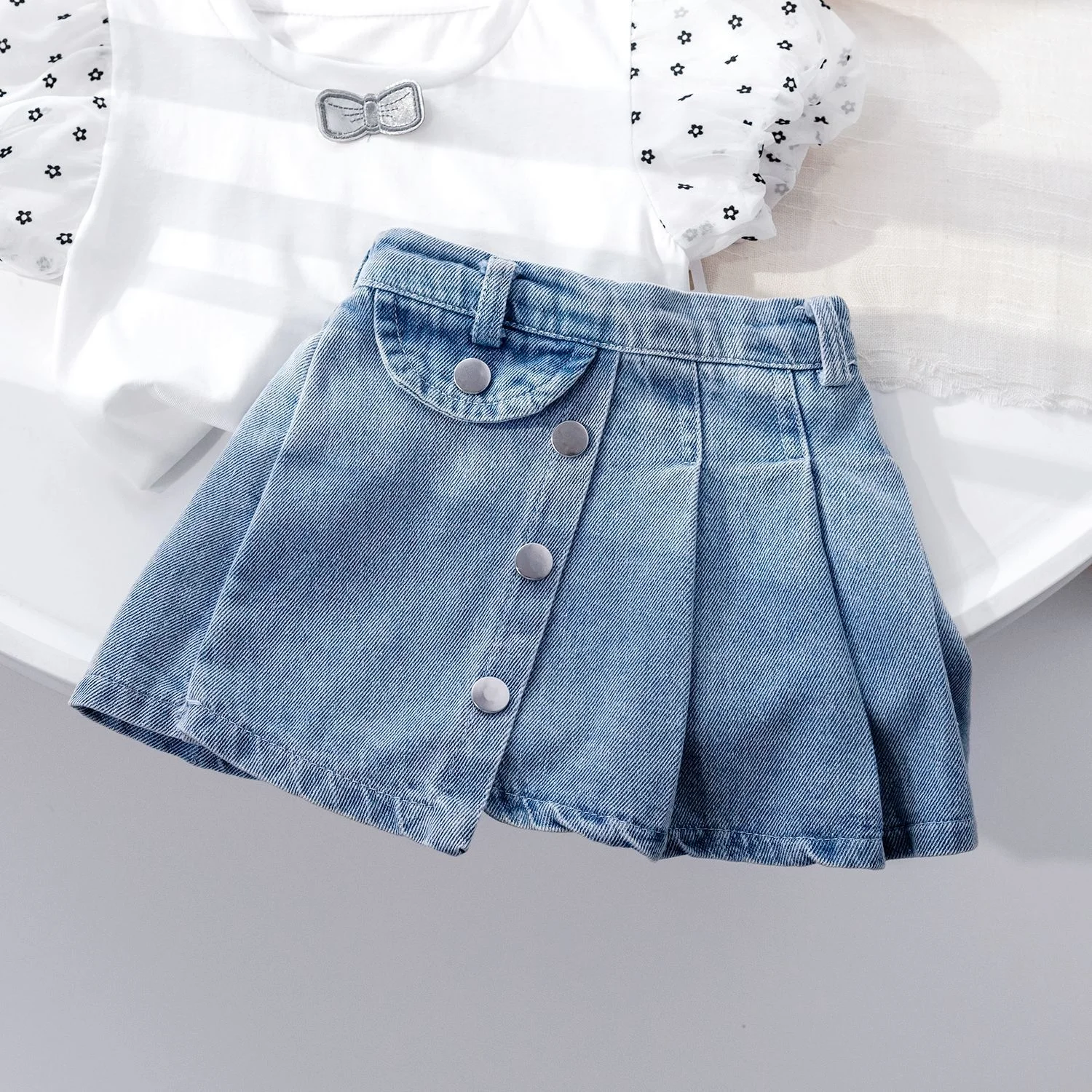 1-6 Years Toddler Girl Jeans Dress Wholesale Summer Pleated Skirt For Girls Beautiful Children Clothes Online Denim Mini Skirt
