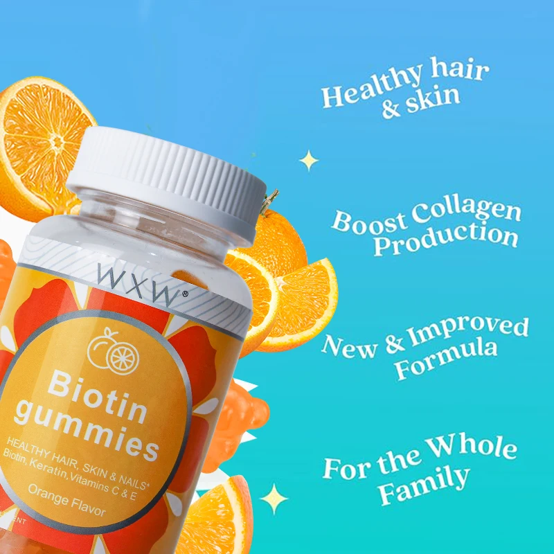 Stock WXW Biotin Collagen Vitamin Enhance Immune Gummies Natural Flavor Biotin Gummy Pectin Biotin Healthy Skin Nails Hair Gummy