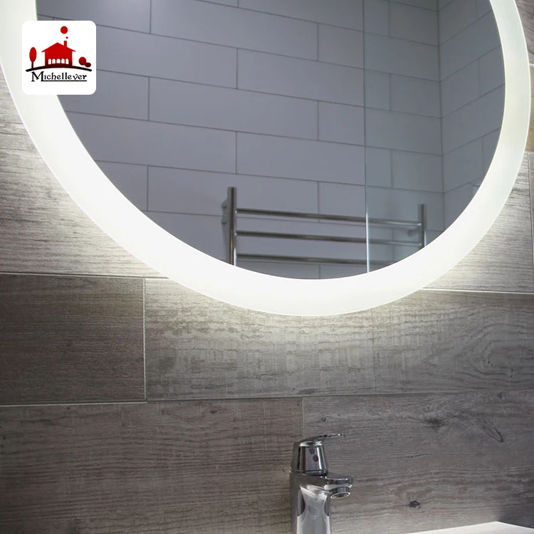 
in stock bathroom vanity metal framed round wall led edge lit round mirror inexpensive high-end hotel bathroom round led mirror 