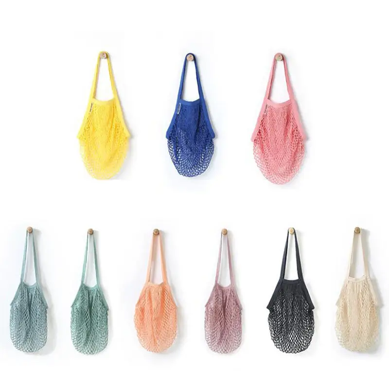 Hot Sell Reusable Shopping Eco Natural Organic Cotton Net Mesh Tote Bag For Fruit Vegetables