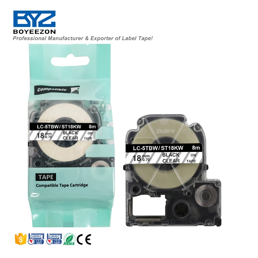 Good Quality Cassette ST18KW LC-5TBW 18mm Black on clear Lc Label Tape Printing Labelworker LW-400/K400/K400L/600P/700/Z700