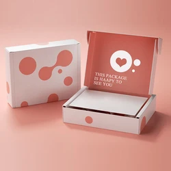 Recycle Corrugated Custom Logo Printed Flat Foldable Clothing Packaging Pink Paper Cardboard Mailer Shipping Box