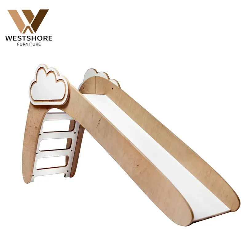 Best Montessori Wooden Kids Slides Indoor Outdoor Light Smooth Soft Play Equipment Slides For Kids Room Indoor Hire Baby Slide