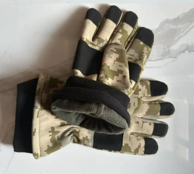 DFG929  Softshell winter warm Ukraine digital camouflage MM14 tactical gloves