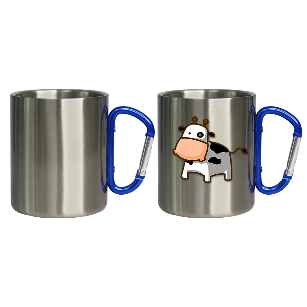 Kingsub Sublimation Stainless Steel Cup Wholesale Printing Blank Stainless Steel Mountaineering Buckle Handle Sublimation Cups