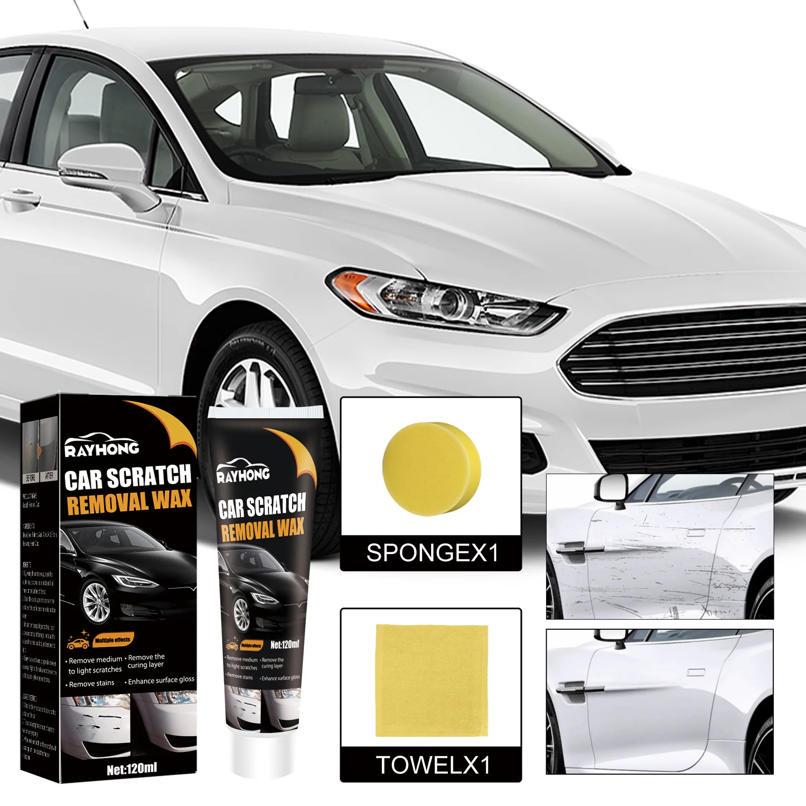 Rayhong Wholesale Convenient Effective Car Scratch Removal Wax Car Scratch Repair Remove Stains Agent