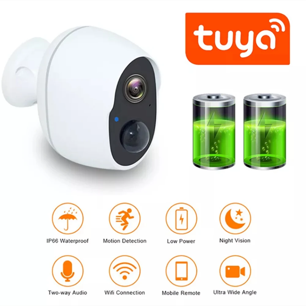 High quality 1080P Tuya Smart Battery Camera IP Wireless Home Security Camera WIFI 360 Outdoor Waterproof CCTV Camera