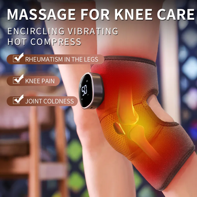Huifan Logo Elderly Knee Massager Leg Knee Support Heating Rechargeable Vibrating Massager Air Compression Knee Pain Massager