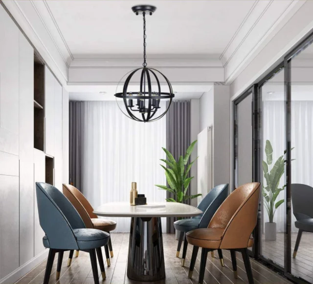 Industrial Pendant Lighting Fixture Flexible Chandelier Hanging Rustic 5 Light Flush Mount Ceiling Pendant Lamp