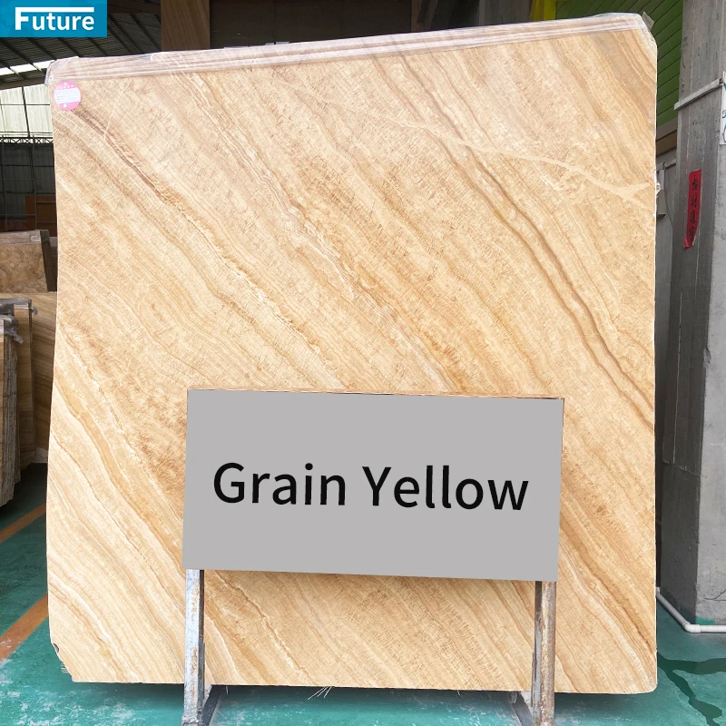 Luxury Polished Glazed Grain Yellow Beige Marble Slab For Wallpanel Bathroom Livingroom Floor Tile Kitchen Countertop Staircase