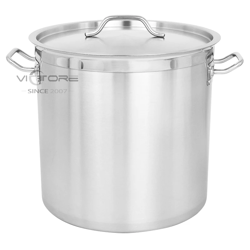 Stainless steel sandwich bottom Stockpot upsiding-down edge with reinforced ring