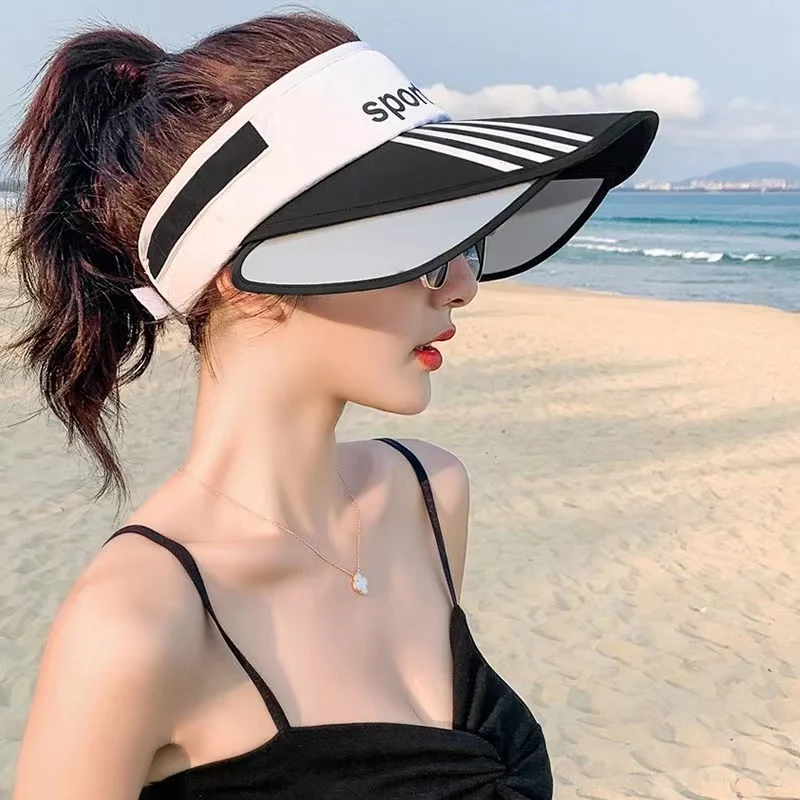 Stretchable panel Women Men Sun Protection Cap For Golf Tennis Beach Running Hiking Fishing Gardening Wide Brim Sun Visor Hat