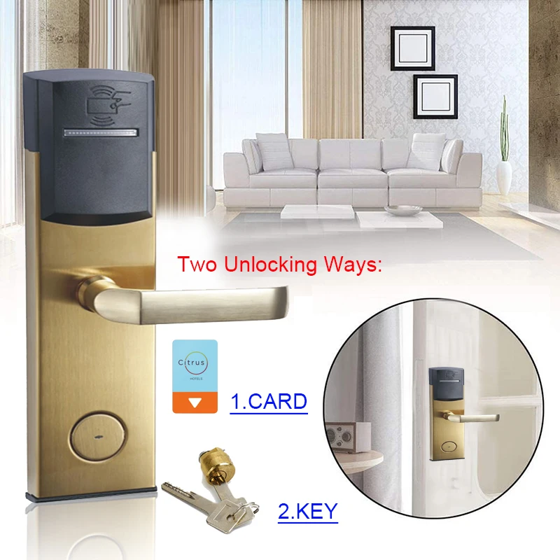 2022 In Stock RFID Key Card Electronic Door Handle Lock Hotel Door Lock with Management Software System