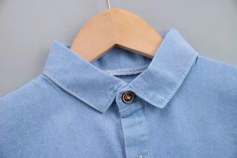 Wholesale jean stripe spring autumn boy denim shirts pants 2 pieces suit