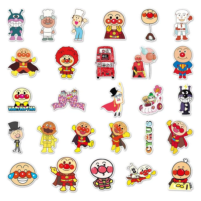 52Pcs Japanese Anime Anpanman Graffiti Stickers For Bottle Luggage Car Decoration Vinyl Cartoon Sticker