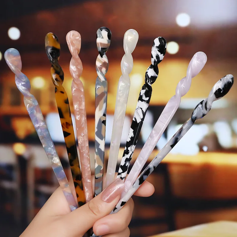 New Simple Twist Bun Acetic Acid Pattern Hair Fork With Elegant Temperament High Quality Pan Hair Chinese Wind Hair Stick