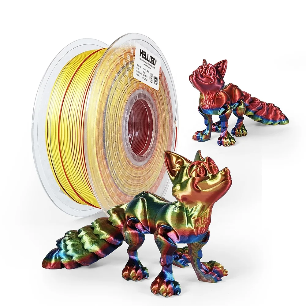 Silk like PLA filament 1.75mm 1kg 3D Pen supplier Rainbow printing silk Tricolor 3D Filament (1600581523563)