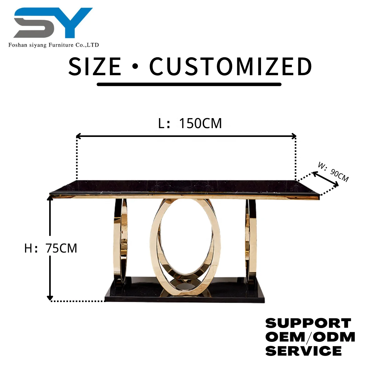 Fashion Modern Stainless Steel Dining Table With Marble Top Hot Selling Customized Dining Room Furniture