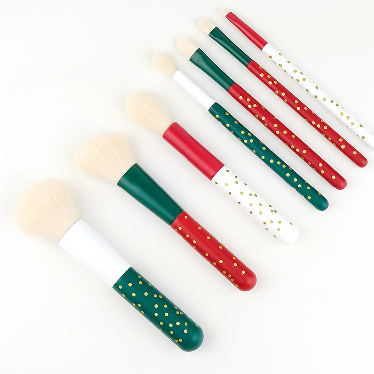 Popular Fashion High Quality Dot Make Up Brushes Wholesale Custom Logo 7Pcs Portable Candy Color Makeup Brush Set for Christmas